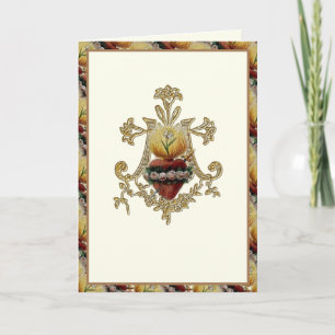 Immaculate Heart Virgin Mary Floral Monogram Card