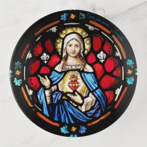 Immaculate Heart Virgin Mary Jewelry Nightstand Trinket Tray