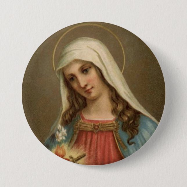 Immaculate Heart Virgin Mary Large 3" Button (Front)