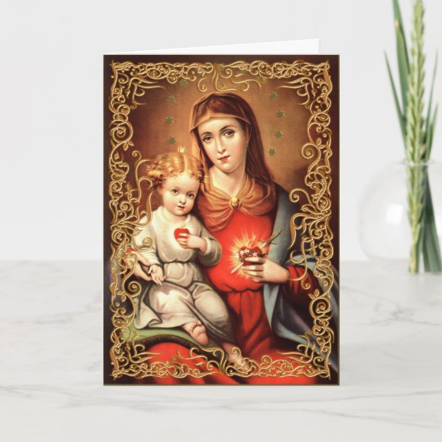 Immaculate Hearts Madonna and Child Christmas Card (Front)