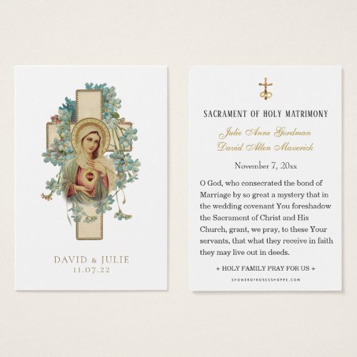 Immaculate Mary Catholic Wedding Prayer Card