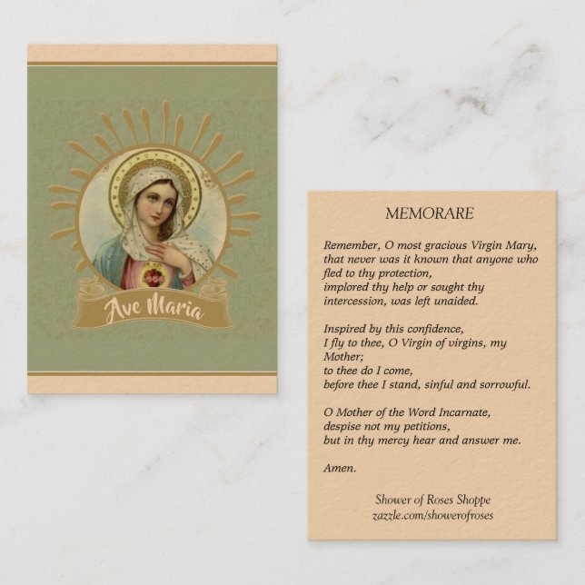 Immaculate Mary Memorare Holy Card (Front/Back)