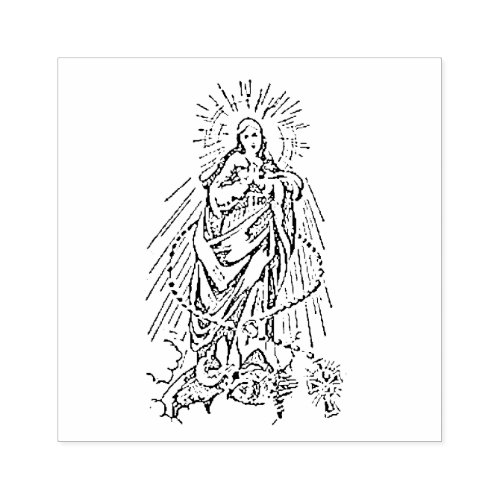 Immaculate Mother of Christ with Rosary Rubber Stamp