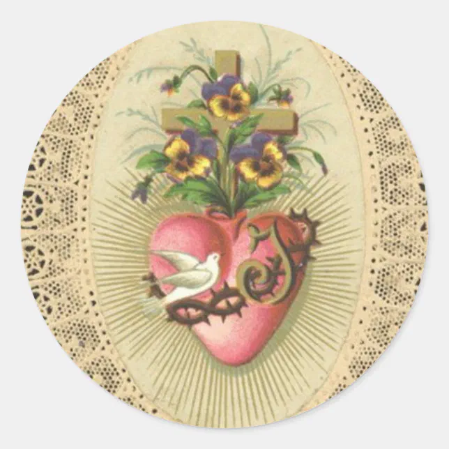 Immaculate Sorrowful Heart of Virgin Mary Lace Do Classic Round Sticker ...