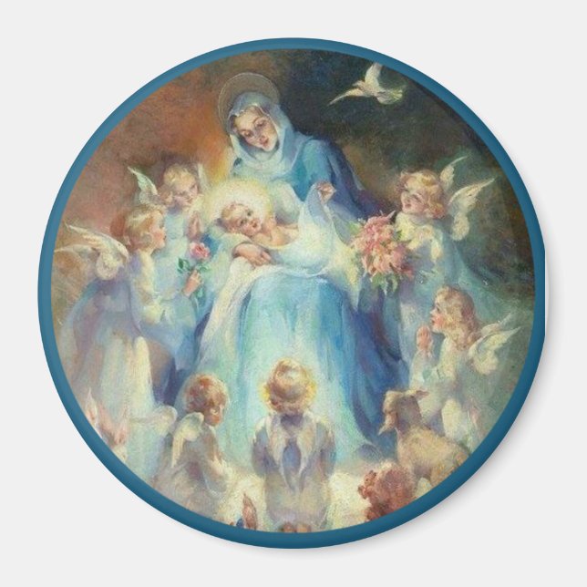 Immaculate Virgin Mary Angels Baby Jesus Magnet (Front)