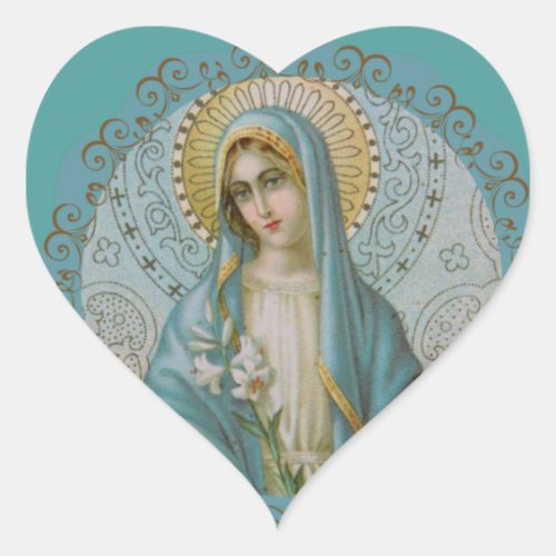 Immaculate Virgin Mary Decorative Heart Sticker