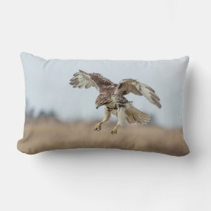 Immature Red Tailed Hawk Hovering Lumbar Pillow
