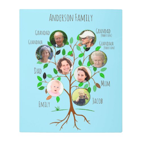 Immediate Family Photo Tree Metal Print