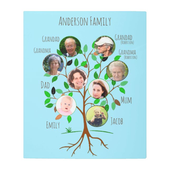 Immediate Family Photo Tree Metal Print (Front)