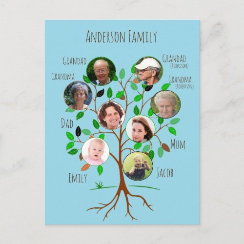 Immediate Family Photo Tree Postcard