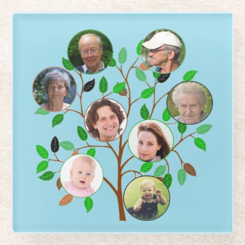 Immediate Family Tree Custom Photo Glass Coaster