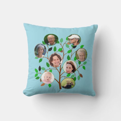 Immediate Family Tree Custom Photo  Throw Pillow