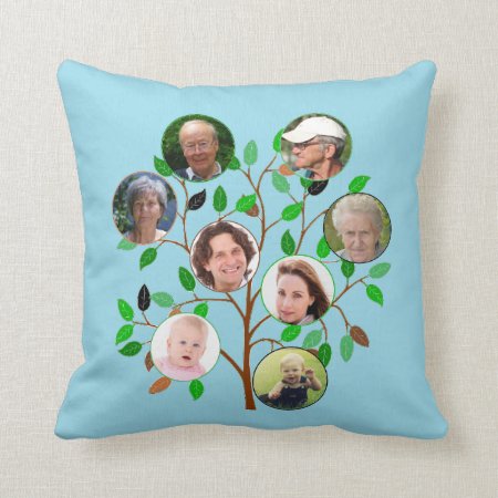 Immediate Family Tree Custom Photo  Throw Pillow