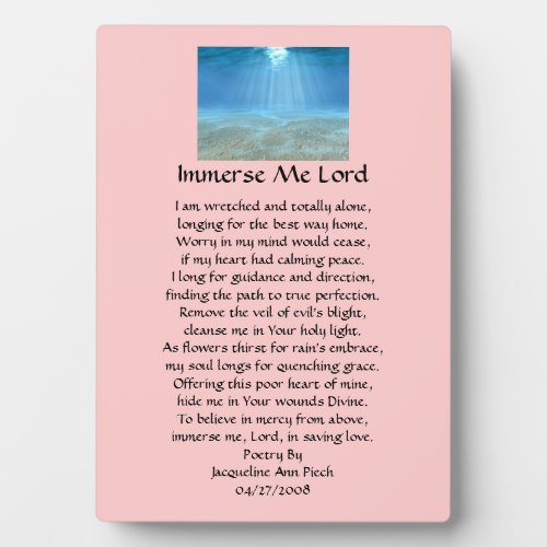 Immerse Me Lord Plaque