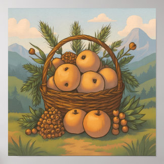 Immersive Autumn Scene: Seamless Cottagecore  Poster