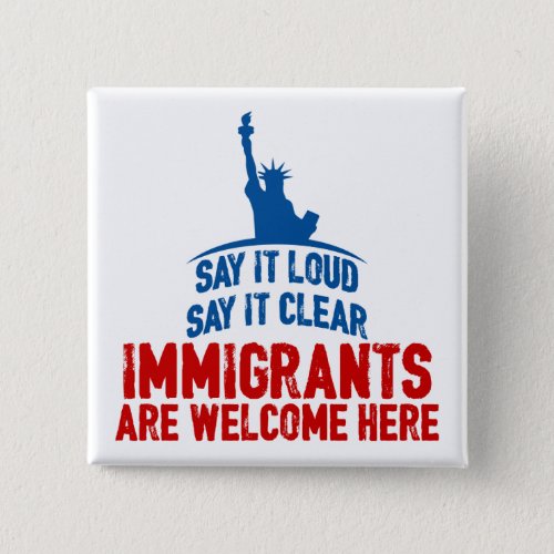 Immigrants Welcome Square Button