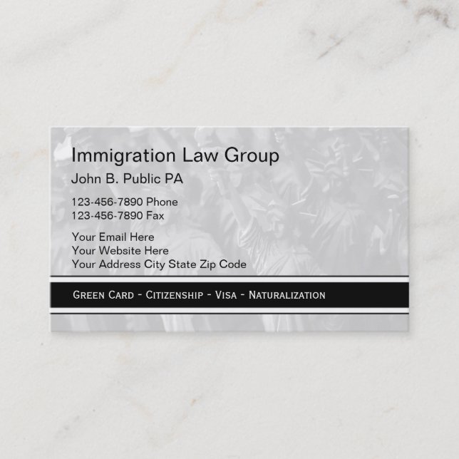 Immigration Attorney Business Cards (Front)