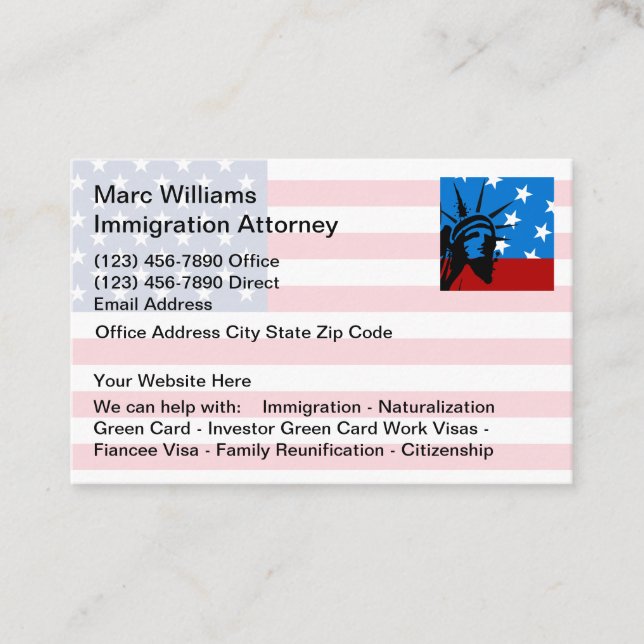 Immigration Naturalization Attorney Business Card (Front)