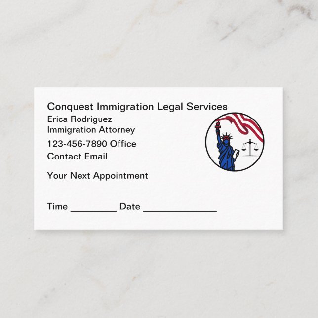 Immigration Naturalization Lawyer Appointment Card (Front)