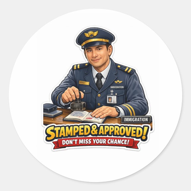 Immigration Officer Sticker – Stamped Approved (Front)