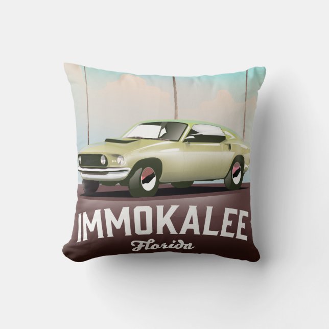 Immokalee Florida Supercar travel poster Throw Pillow (Front)