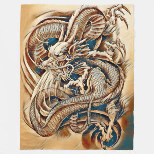 Immortal Chinese Dragon Emperor Airbrush Fleece Blanket