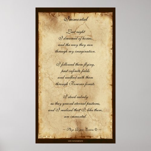 Immortal Horse Lover Spiritual Poetry Poster