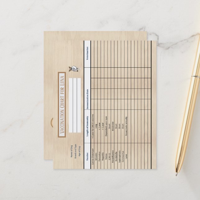 Immunization Chart Wooden Background (Front/Back In Situ)