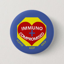 Immunocompromised - Blue, Yellow, Red Heart Button