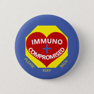Immunocompromised - Blue, Yellow, Red Heart Button
