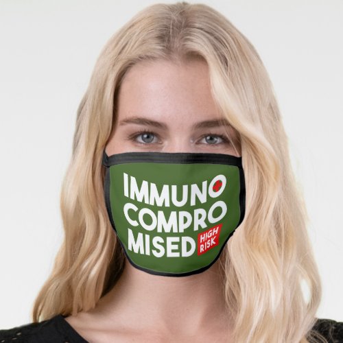 Immunocompromised High Risk Awareness Green Face Mask