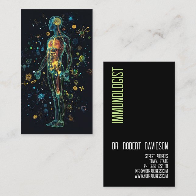 Immunologist Allergist Doctor Medical Modern Bold Business Card (Front/Back)