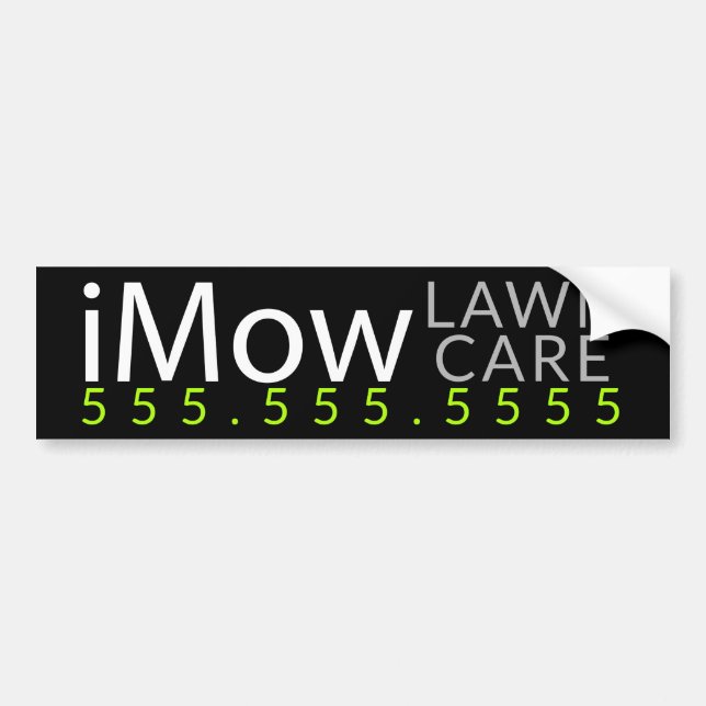 iMow. Lawn Care Landscaping Advertising Custom Bumper Sticker (Front)