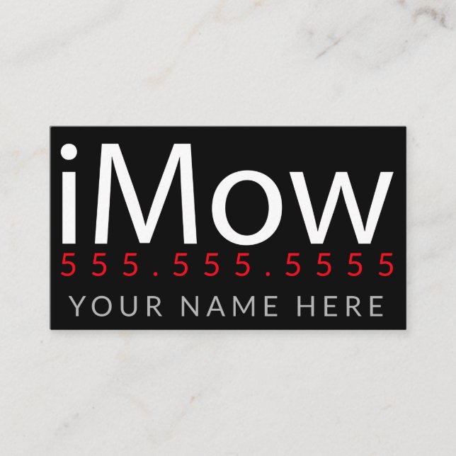 iMow. Lawn Care Landscaping Promotional Customize Business Card (Front)