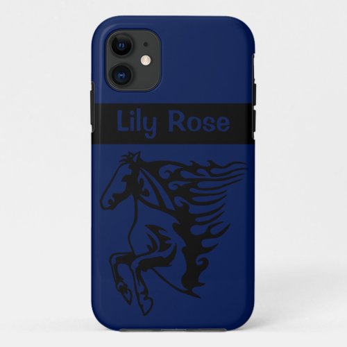 Impact Blue Pony Horse Stallion Bronco Line Art iPhone 11 Case