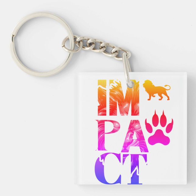 Impact Lion Design - Bold Wildlife Art Keychain (Front)