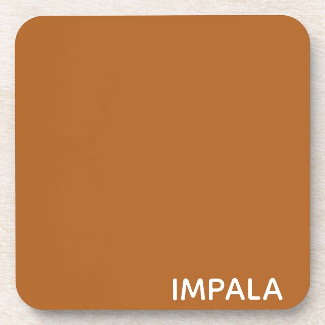 Impala brown color name beverage coaster (Front)