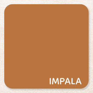 Impala brown color name square paper coaster