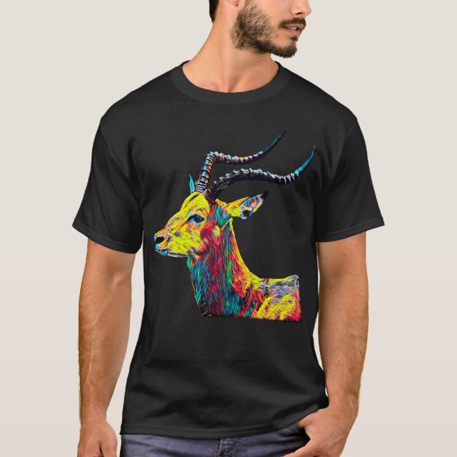 Impala Colorful Design Animal Nature Woods T-Shirt (Front)