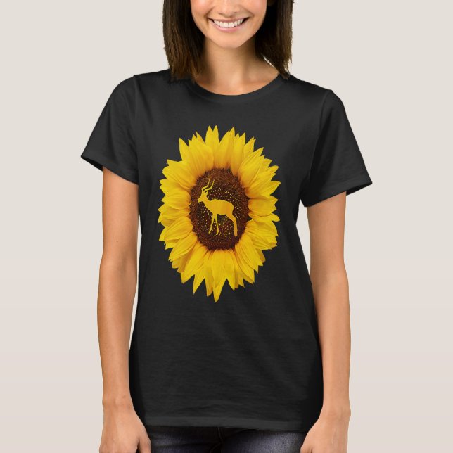 Impala For Women Men Antelope Ewe Ram Sunflower T-Shirt (Front)