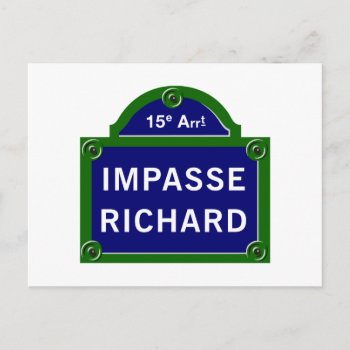 Impasse Richard  Paris Street Sign Postcard by worldofsigns at Zazzle