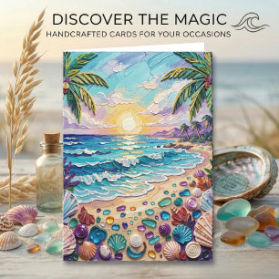 Impasto Beach and Sea Glass   Happy Anniversary  Card