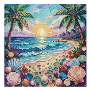 Impasto Beach and Sea Glass Sunset and Sunrise Acrylic Print