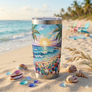 Impasto Beach and Sea Glass Sunset and Sunrise Insulated Tumbler