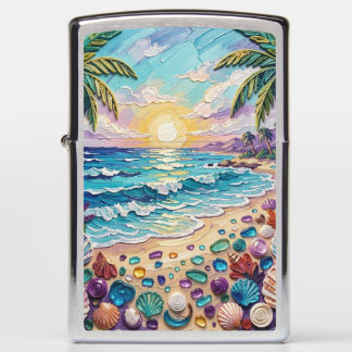 Impasto Beach and Sea Glass Sunset and Sunrise Zippo Lighter