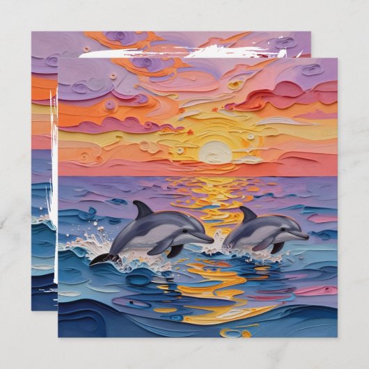 Impasto Dolphins and Ocean Waves   (Front/Back)