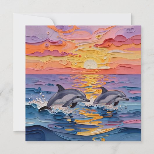 Impasto Dolphins and Ocean Waves   (Front)