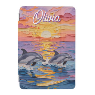 Impasto Dolphins and Ocean Waves iPad Mini Cover