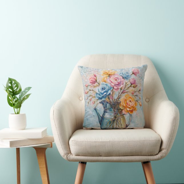 Impasto Floral Pitcher Throw Pillow (Chair)