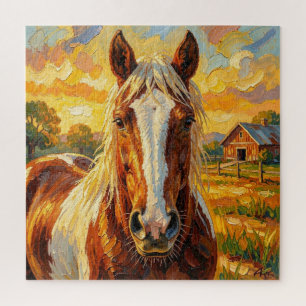 Impasto Horse on a Farm Jigsaw Puzzle